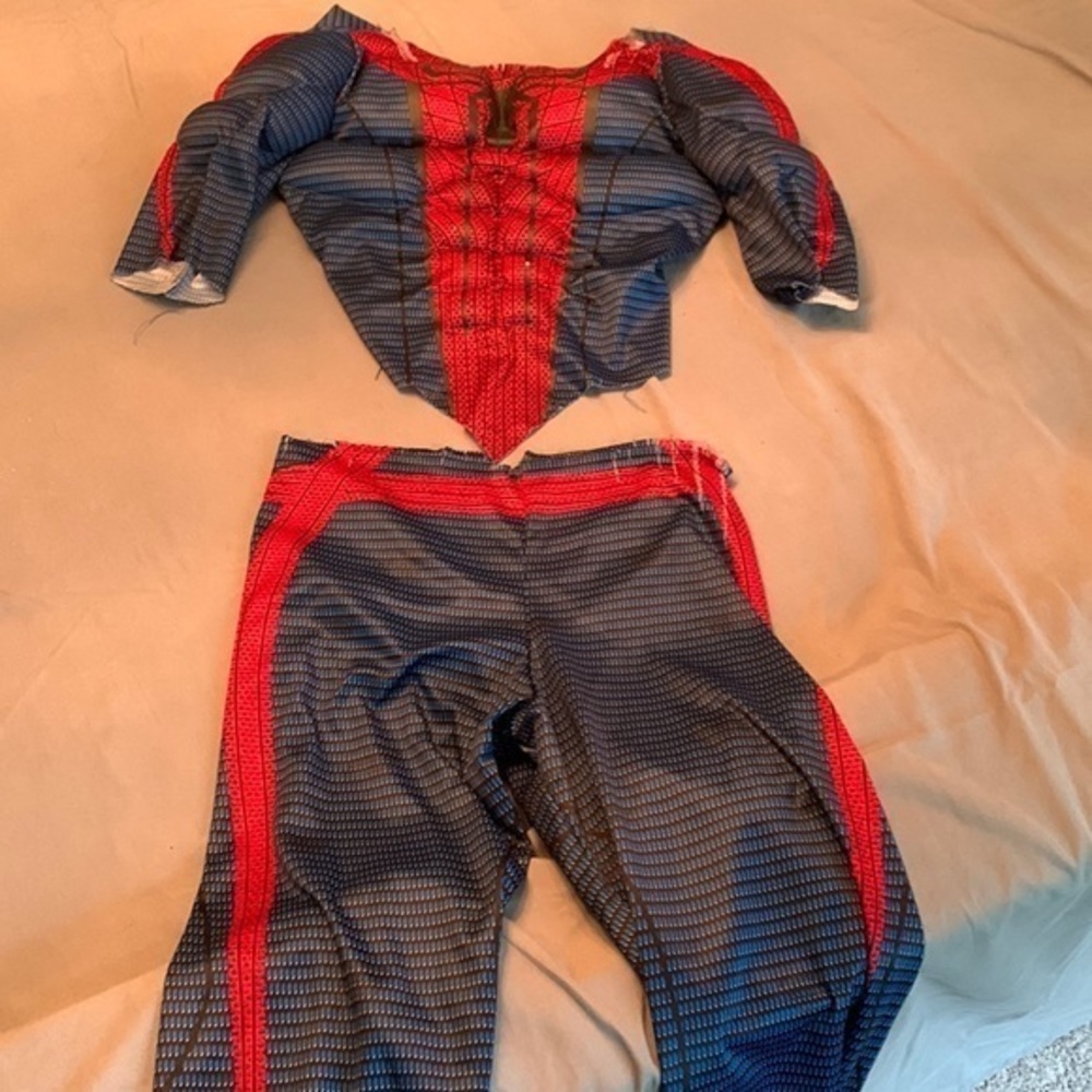 MARVEL SPIDER-MAN Super Hero Jumpsuit Costume Kids Size 8-10 Made Into Two Piece